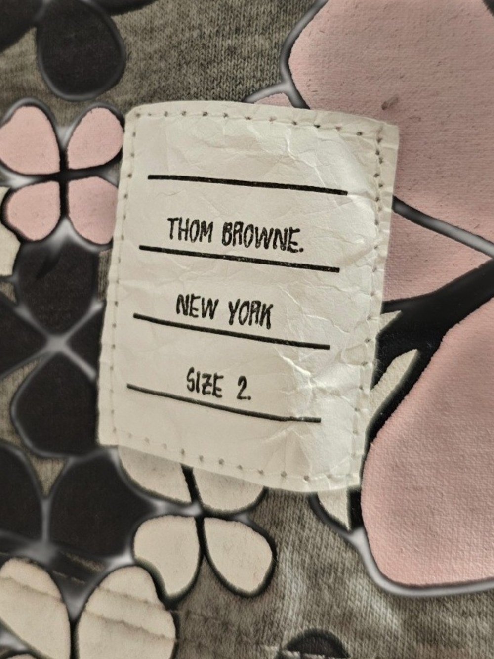 Rare Thom Browne Grey Tee with Pink & Black Butterfly Print - Picture 4 of 10